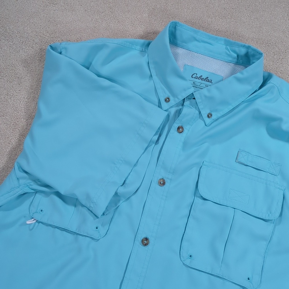 Cabelas Fishing Hiking Button Up Shirt Vented Size Extra Large XL UPF 30